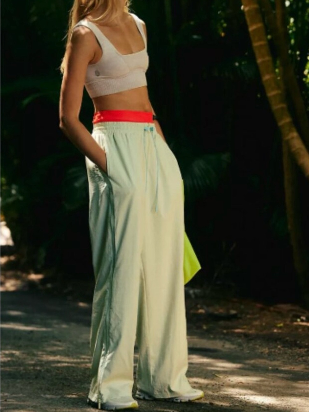 FP Movement by Free People Prime Time Wide-Leg Pale Mint Green Track Pants S